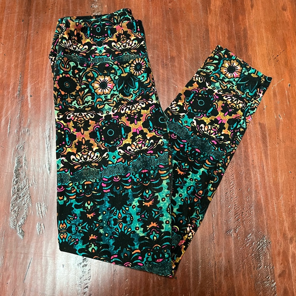 💜 5/$25 LuLaRoe OS Leggings Abstract Floral Jewel Tones